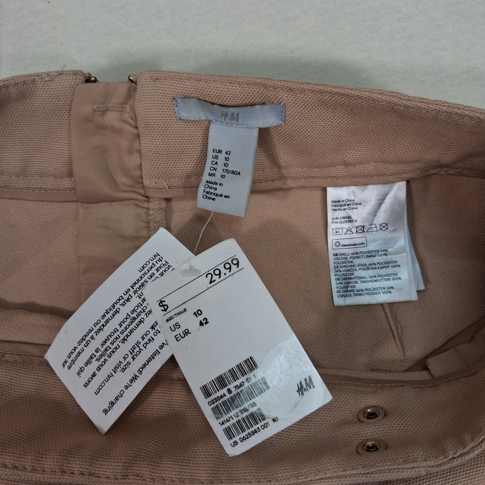 H&M Mini Skirt Womens 10 Tan Gold Snap Button Back Zip Textured A-Line 06253438 - Picture 4 of 8